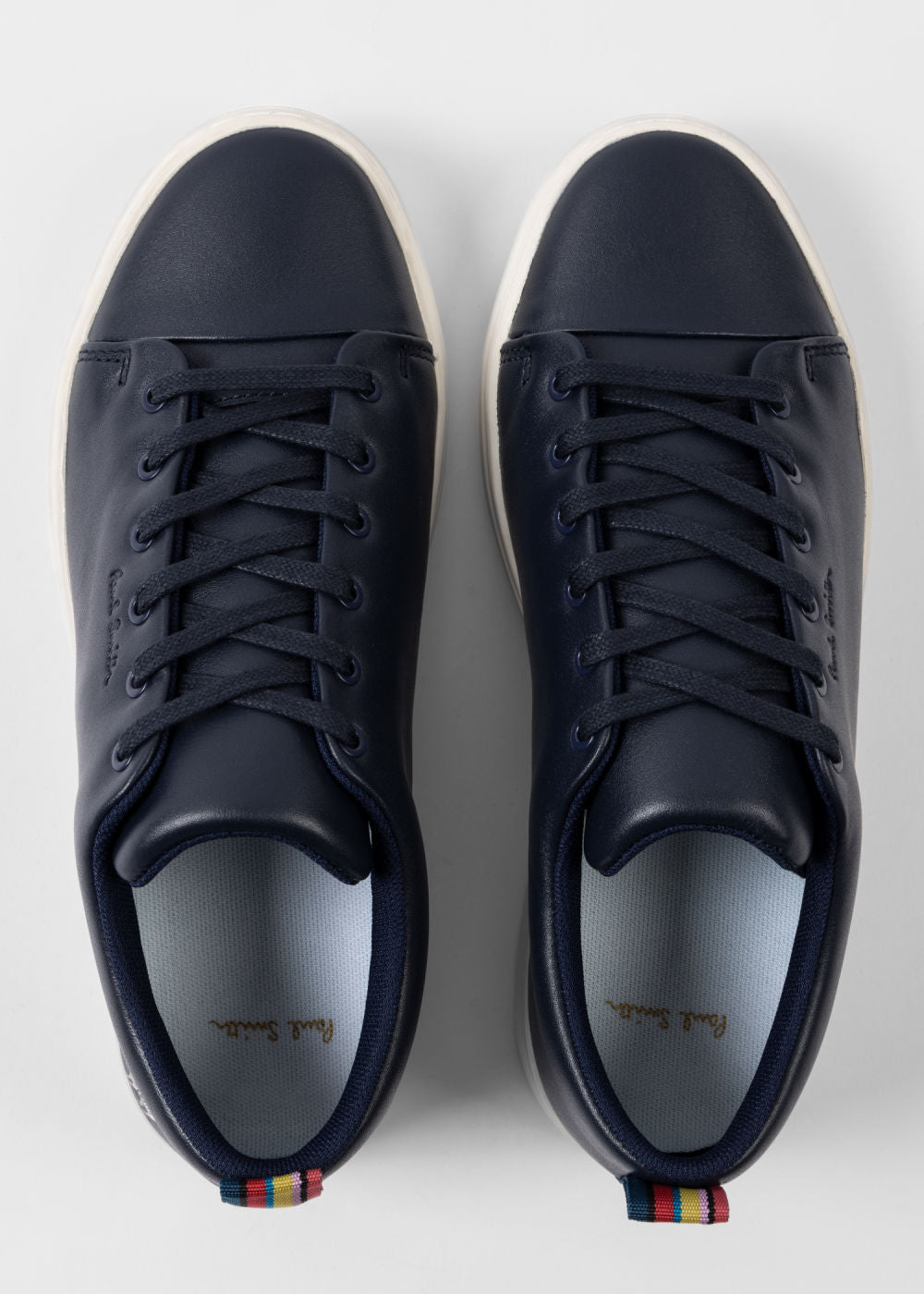 Lee Navy Leather Trainers The Shoe Gallery