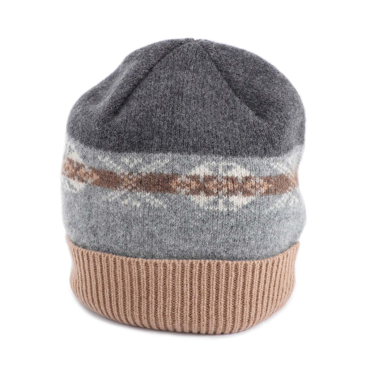 Green Grove Weavers Lennox Fairisle Beanie Hat Sandstone