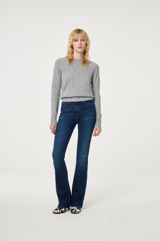 Lidi Rhinestone Pullover Grey Melange