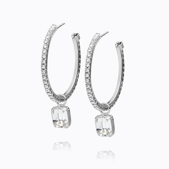 Crystal Lydia Loop Earrings Rhodium