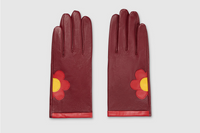 Burgundy Daisy Leather Gloves