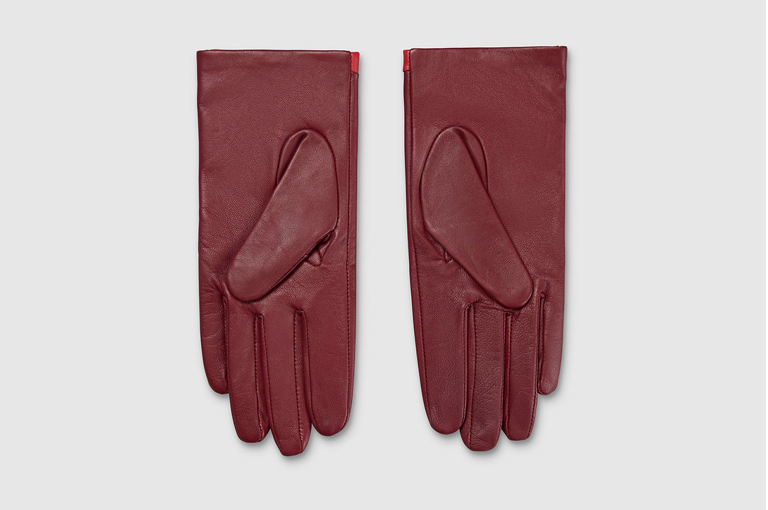 Burgundy Daisy Leather Gloves