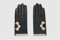 Black Daisy Leather Gloves