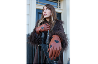 Cognac Heart Leather Gloves