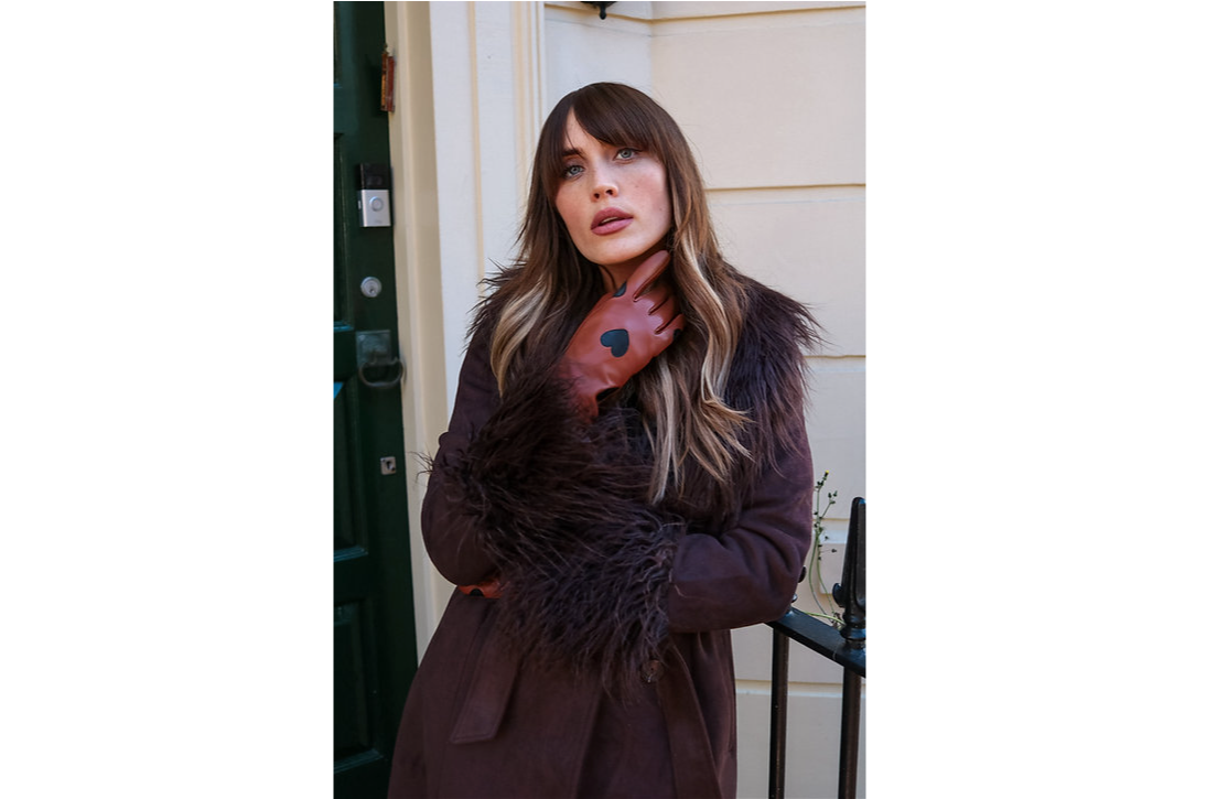 Cognac Heart Leather Gloves