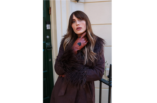 Cognac Heart Leather Gloves
