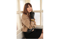 Lurex Cuff Black Leather Gloves