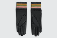 Lurex Cuff Black Leather Gloves