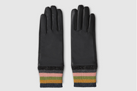 Lurex Cuff Black Leather Gloves