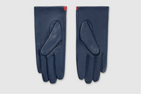 Navy Daisy Leather Gloves