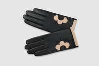 Black Daisy Leather Gloves