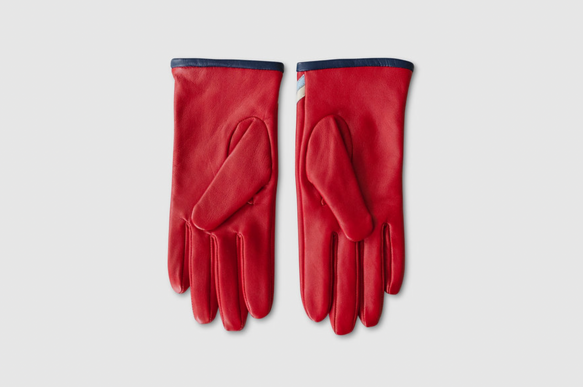 Leather Gloves Red Lightning Bolt Ziggy