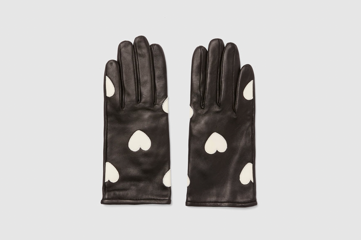 Leather Gloves White Heart