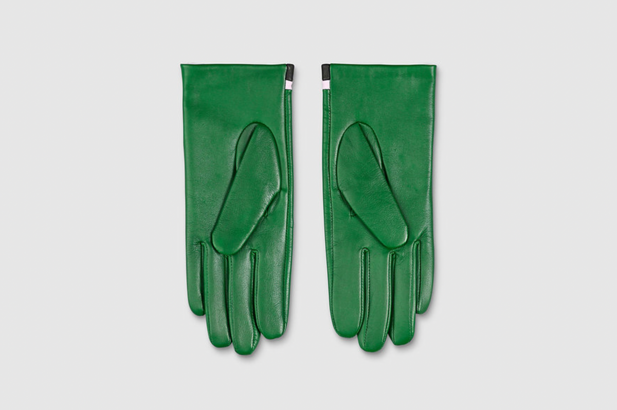 Leather Gloves Green Daisy