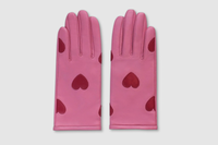 Leather Gloves Pink Hearts
