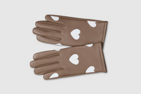 Taupe Hearts leather gloves