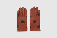 Cognac Heart Leather Gloves