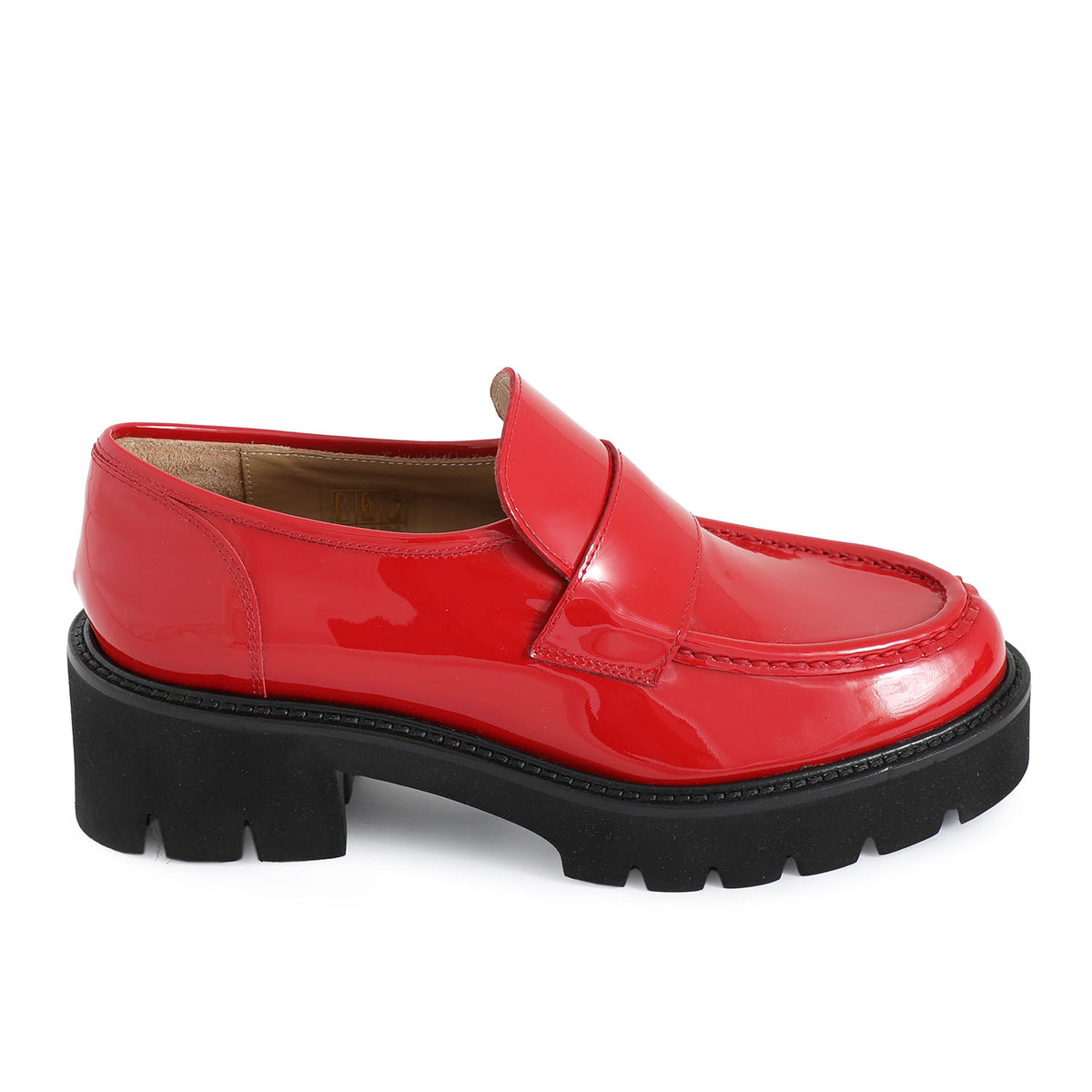 Milano Patent Leather Heeled Loafer Red