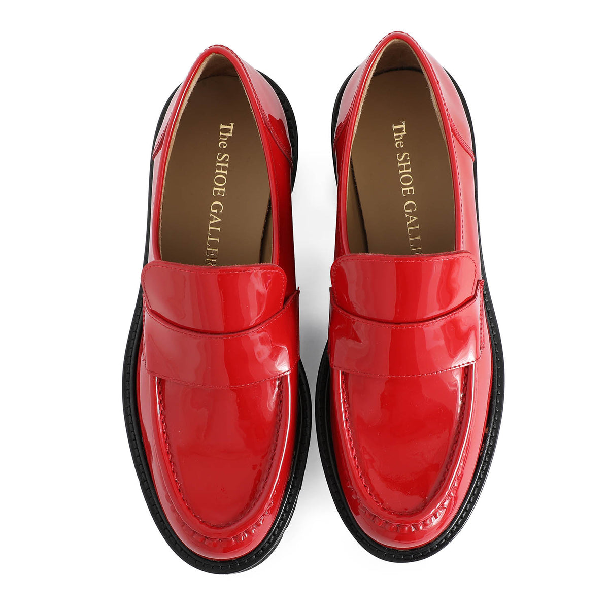 Milano Patent Leather Heeled Loafer Red