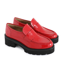 Milano Patent Leather Heeled Loafer Red