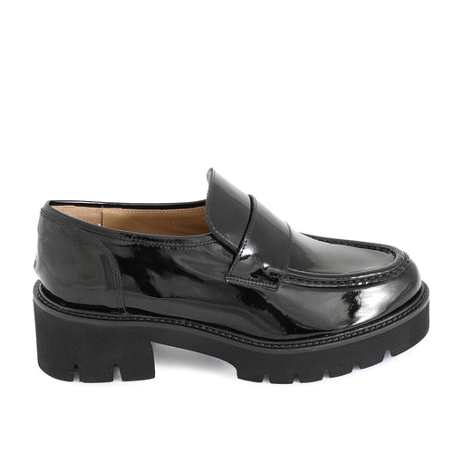 Milano Paten Leather Heeled Loafer Black