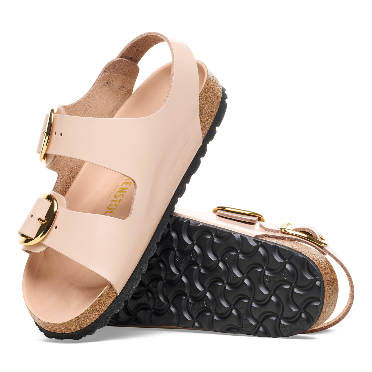 Milano Big Buckle New Beige Leather Sandal