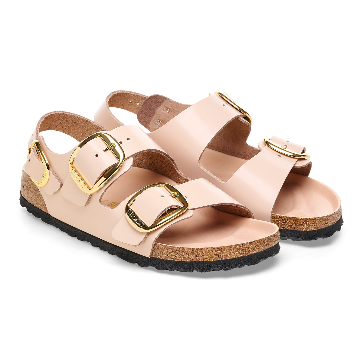 Milano Big Buckle New Beige Leather Sandal