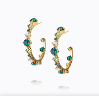 Mini Antonia Earrings Green Combination On Gold