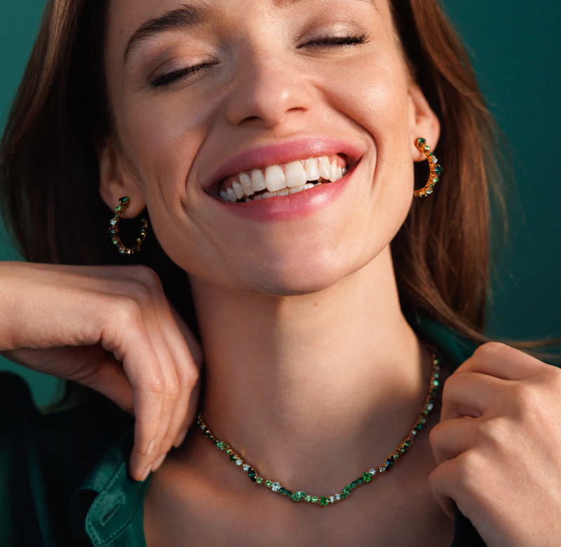 Antonia Necklace Green Combination On Gold