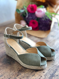 Castaner Bianca Olive Wedge Espadrille Sandals