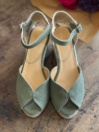 Castaner Bianca Olive Wedge Espadrille Sandals