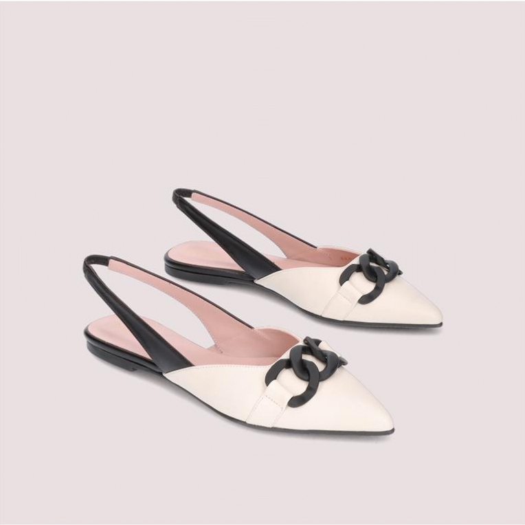 Ella Sling Back Ballerina Ivory Black