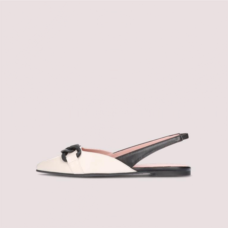 Ella Sling Back Ballerina Ivory Black