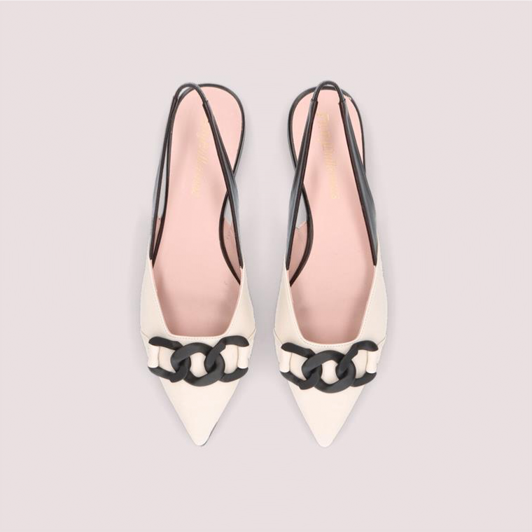 Ella Sling Back Ballerina Ivory Black