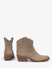 Cali Broderie Suede Cowboy Boot Sand