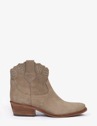 Cali Broderie Suede Cowboy Boot Sand