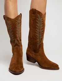 Goldie Embroidered Cowboy Boot Peat