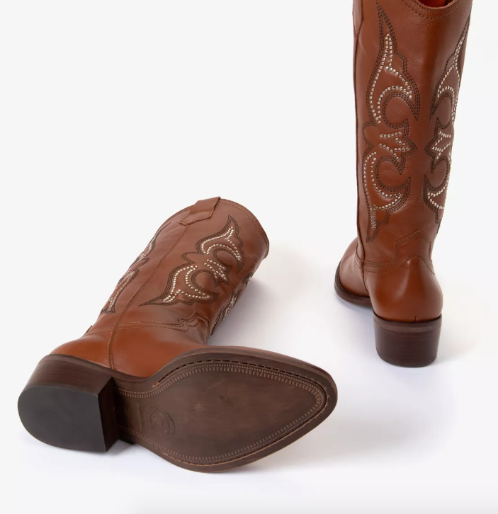 Silvestre Stud Cowboy Boot Cognac