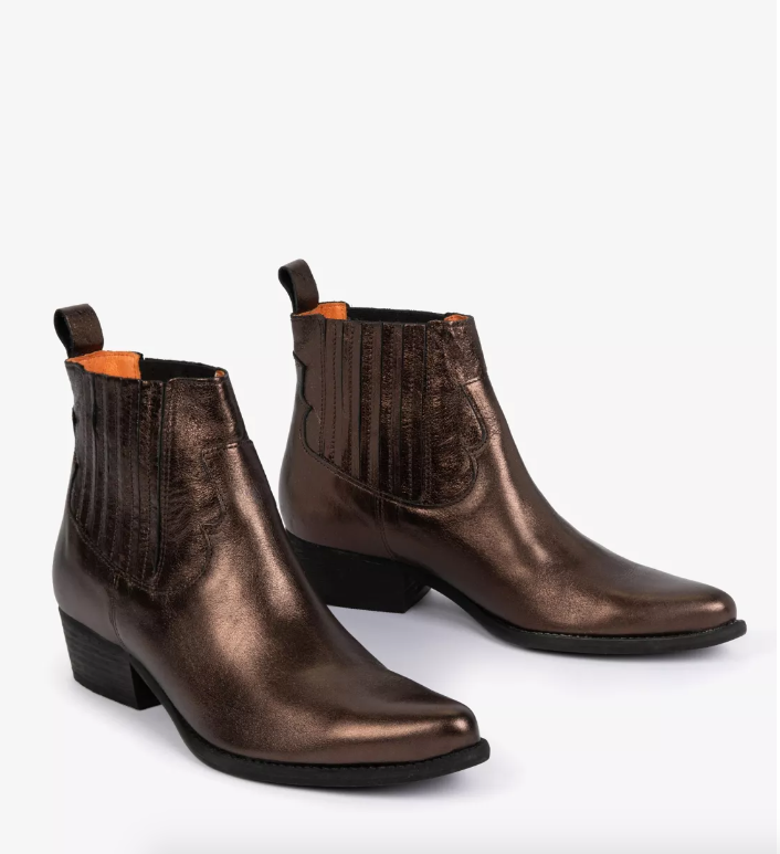 Frontier Metallic Leather Boot Walnut
