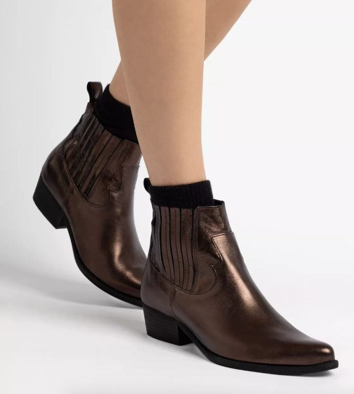 Frontier Metallic Leather Boot Walnut