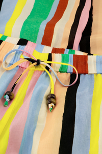 colourful Fabienne Chapot striped pants, close up of waistband 