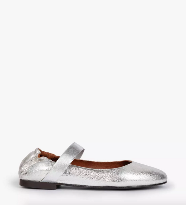 Rock and Roll Leather Ballerina Shoe Silver