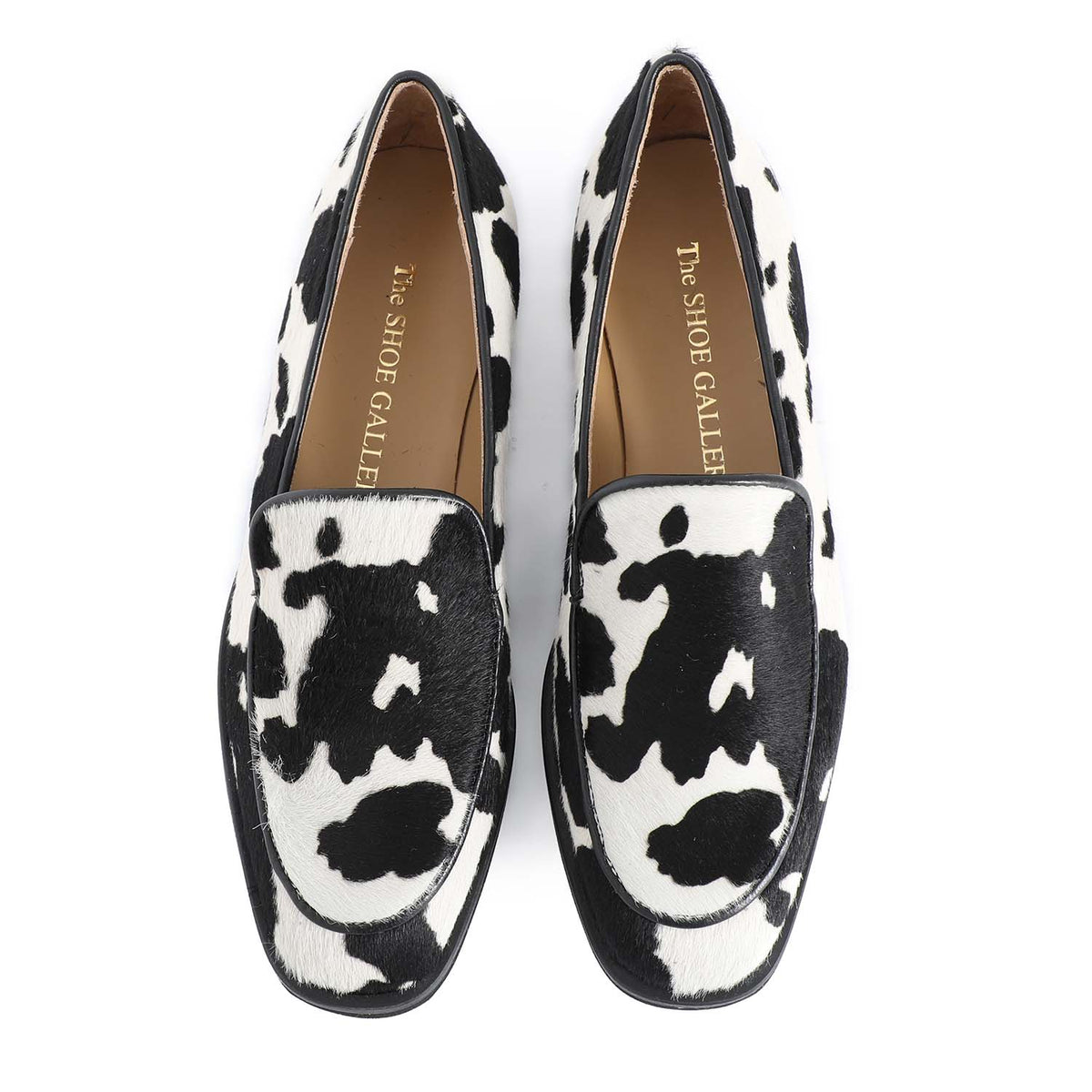Roma Black White Leather Poni Loafers