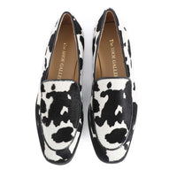 Roma Black White Leather Poni Loafers
