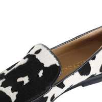 Roma Black White Leather Poni Loafers