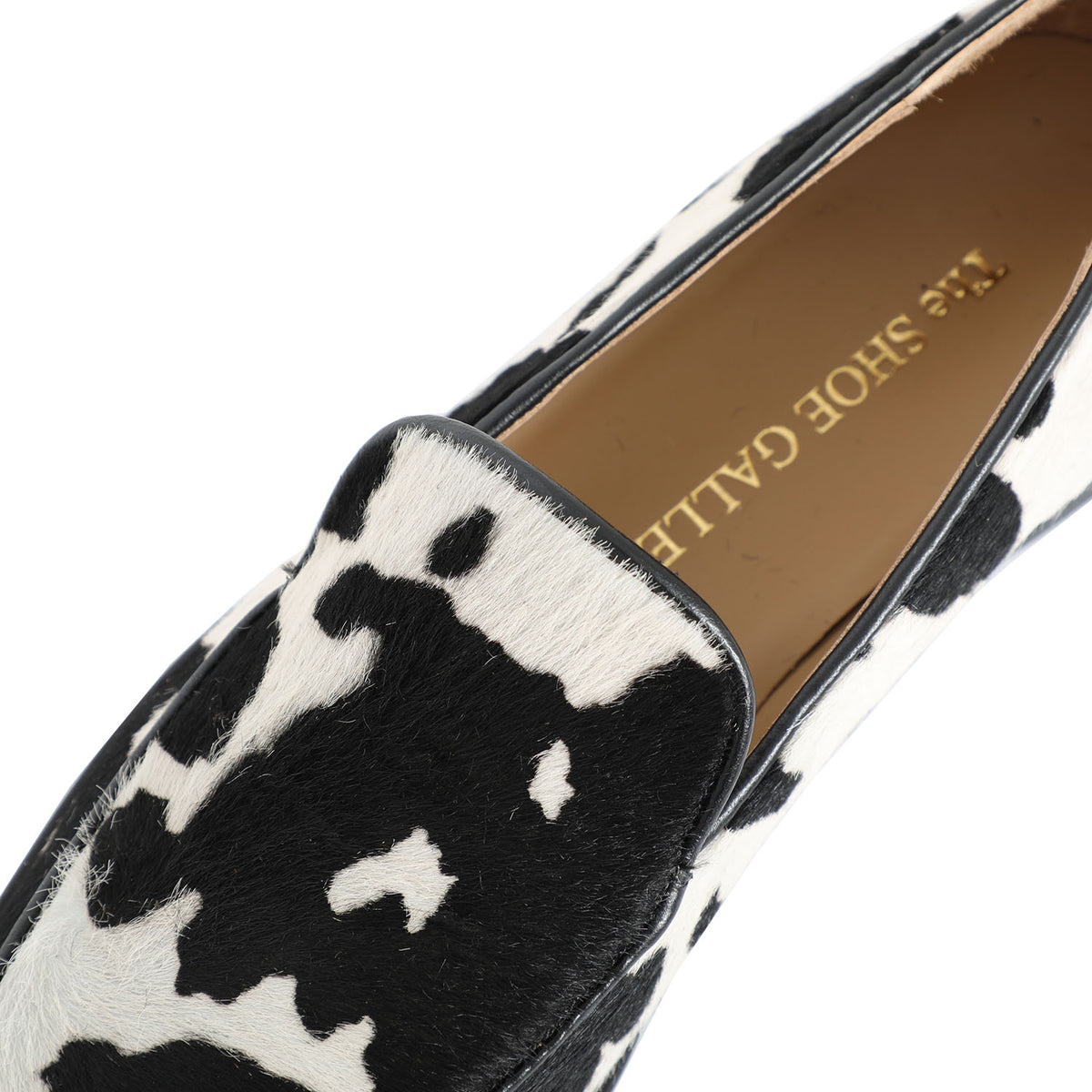 Roma Black White Leather Poni Loafers