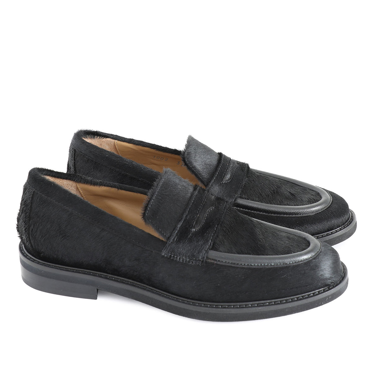 Roma Black Leather Poni Loafer