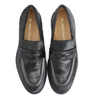 Roma Black Leather Poni Loafer