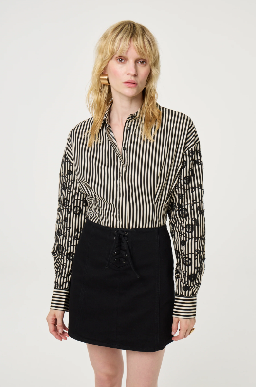 Rosey Blouse Cosy White Black Ink