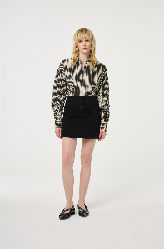 Rosey Blouse Cosy White Black Ink